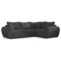 ECKSOFA L Form Malatya MAX Dunkelgrau 246/145/80 cm stilvolle mit Schlaffunktion R - Dunkelgrau/Schwarz, Kunststoff/Textil (235/175cm) - AX Living