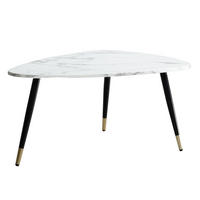 COUCHTISCH mit Marmor Optik, Dreibein, Metall-Gestell, Dreieckig, Weiß 90x60x41 cm - Goldfarben/Weiß, Holzwerkstoff/Metall (60/90/41cm) - KADIMA DESIGN