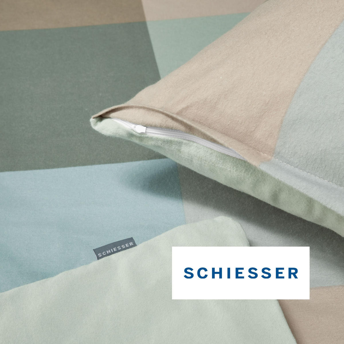 BETTWÄSCHESET Travis - Feinbiber - 2-teilig - 135x200 cm - Grün - Grün, Textil (135/200cm) - SCHIESSER