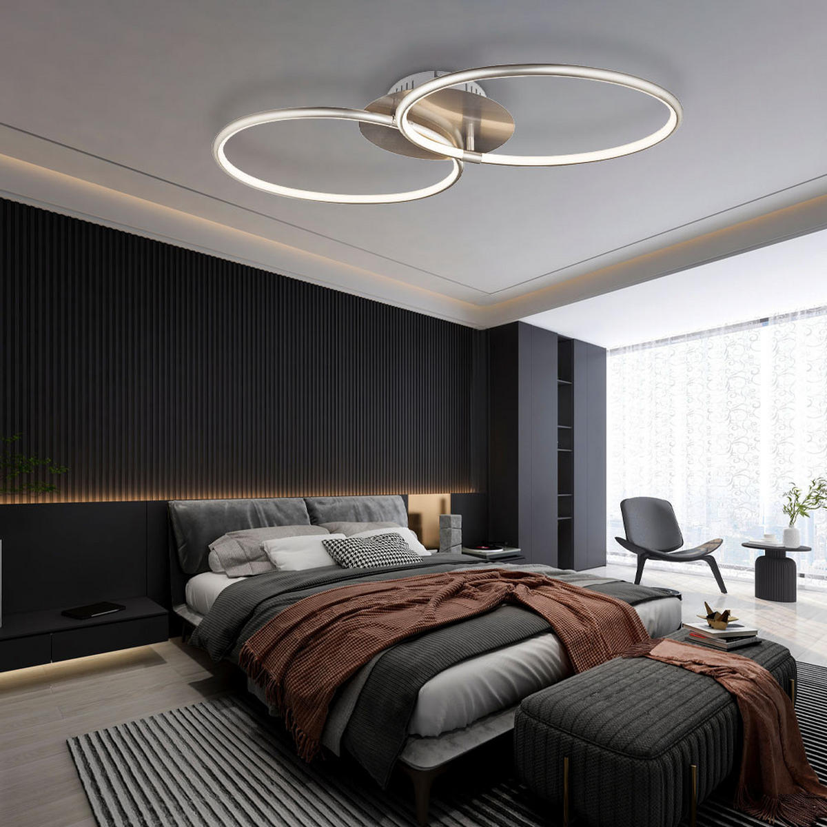 LED DECKENLEUCHTE KYLE Silber Metall - Silberfarben, Metall (70/40/8.6cm) - Globo Lighting