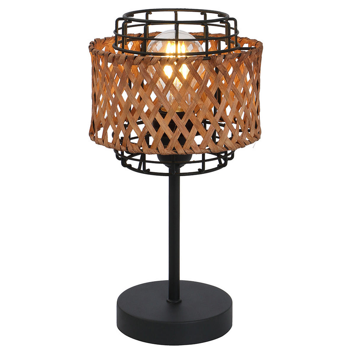 LED TISCHLEUCHTE Bambusgeflecht Braun - Braun, Holz (17/17/32cm) - Globo Lighting