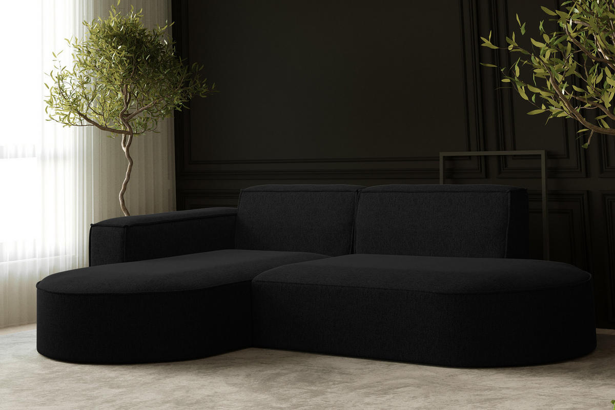 ECKSOFA MODENA L STUDIO Stoff Verita Anthrazit Links - Schwarz, Holz (165/236cm) - Kaiser Möbel