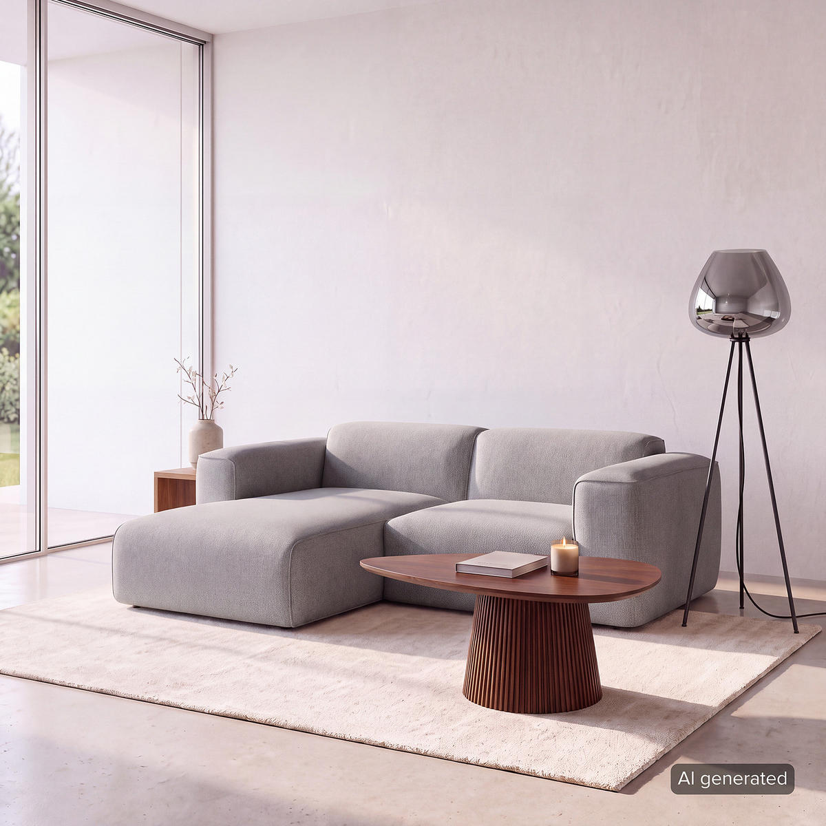 1,5-SITZER ECKSOFA mit Longchair - Hellgrau/Schwarz, Kunststoff/Textil (260/173cm) - home24