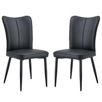 STUHL-SET DE-36516 2 Stück mit PU-Bezug und Metallbeinen Schwarz - Schwarz, Metall (44/89/45cm) - ComfortXL
