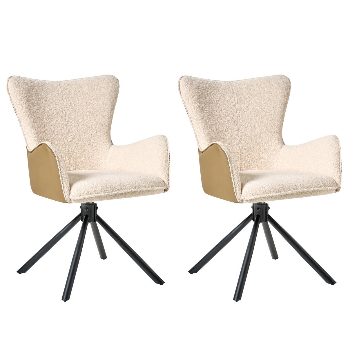 ESSZIMMERSTUHL 2er-Set Hellbeige Novi - Beige/Schwarz, Textil (60/89/68cm) - Beliani