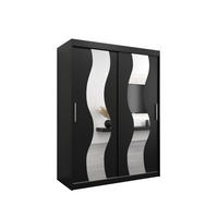 SCHWEBETÜRENSCHRANK 200/150/62 2-türig - Silberfarben/Schwarz, Holz/Kunststoff (150/200/62cm) - Abiks Möbel