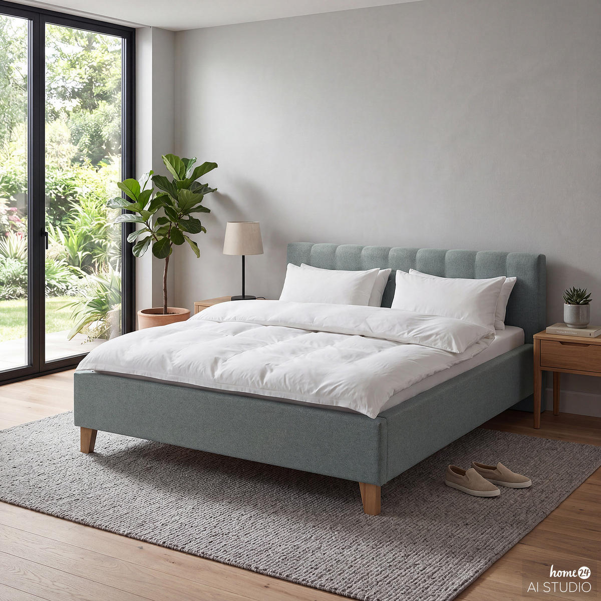 POLSTERBETT - Webstoff - Mintgrün, Holz/Textil (200/200cm) - home24