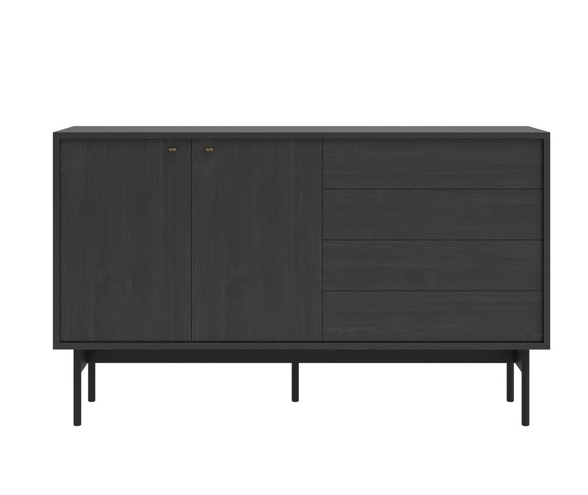 SIDEBOARD Olar Holzoptik Esche Portland Schwarz 154 cm - Goldfarben/Schwarz, Holzwerkstoff/Metall (154/92.5/38cm) - Selsey