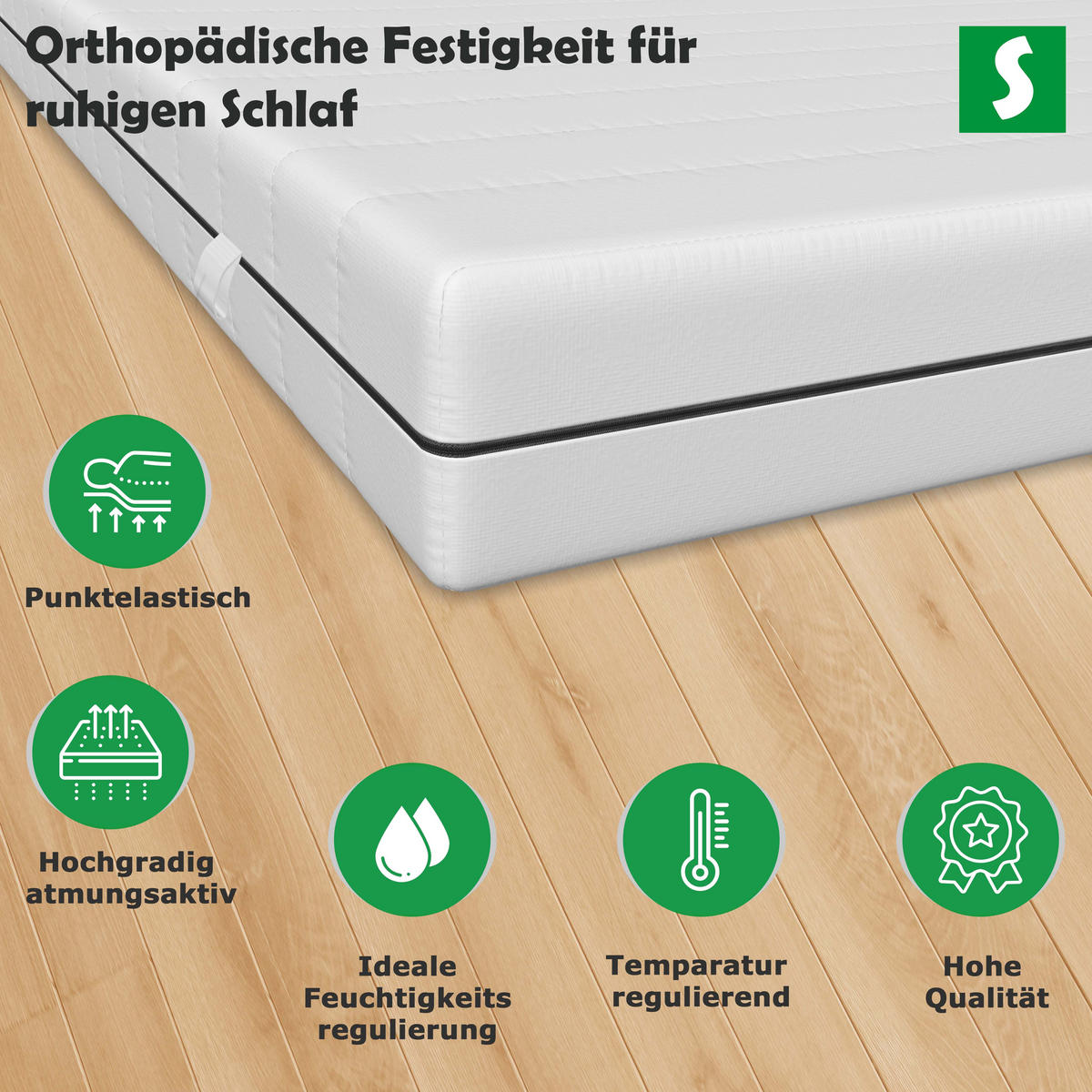 FEDERKERNMATRATZE Orthopädische H3 Komfort 160x200 cm - Weiß, Textil (160/200cm) - Schlaftroll