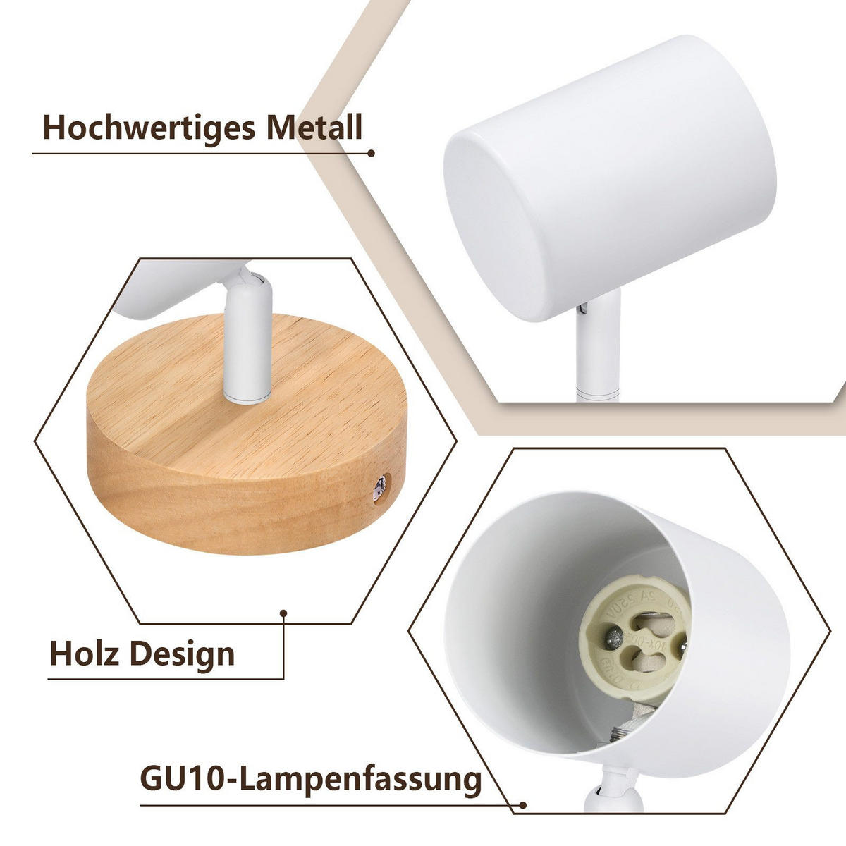 STRAHLER Magdeburg 1-flammig 9.2/9.2/13.5 cm - Weiß, Metall (9.2/9.2/13.5cm) - Nettlife