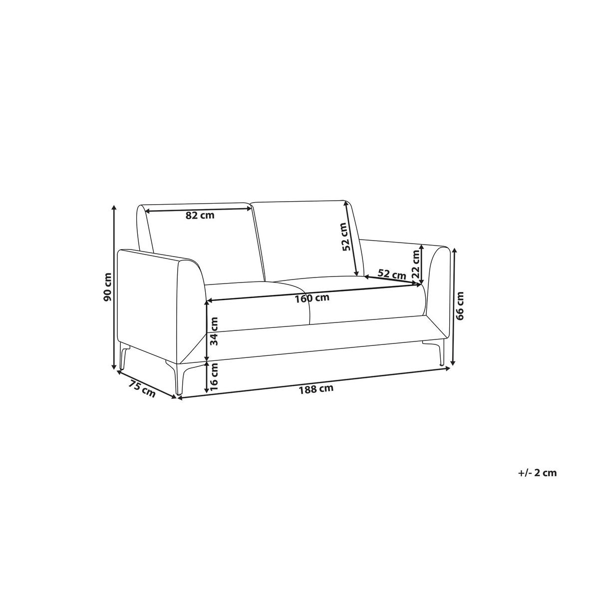 3-SITZER-SOFA grau Fenes - Schwarz/Grau, Textil (188/90/75cm) - Beliani