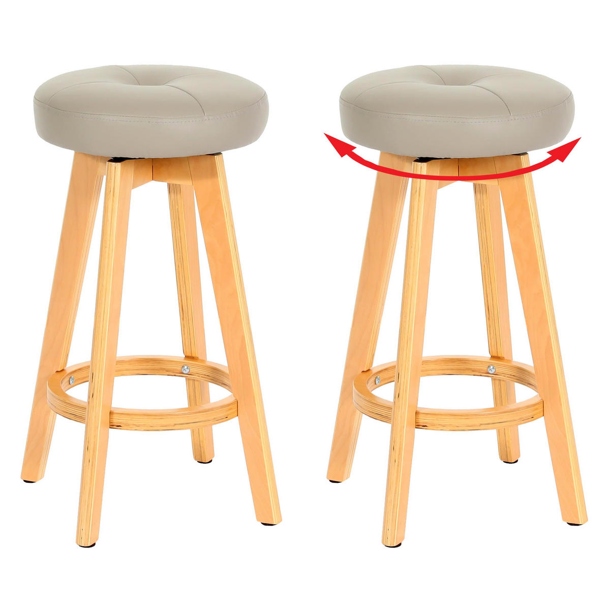 BARHOCKER taupe 2er-Set - Taupe, Holz (45/67/45cm) - MCW