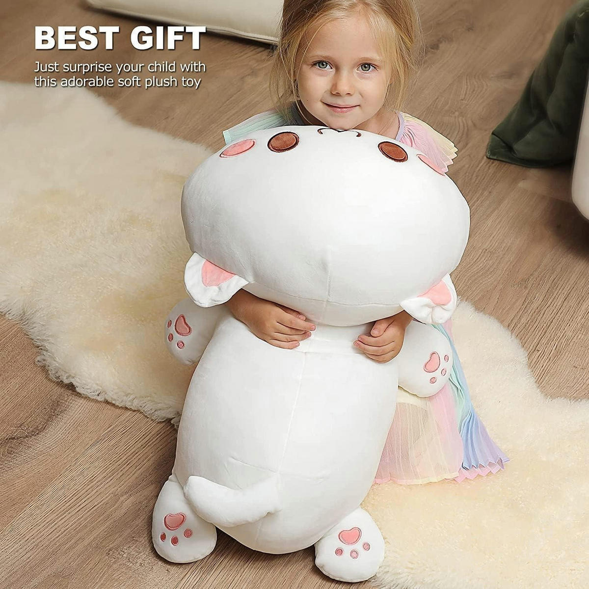 PLÜSCHTIER Katze 65 cm - Weiß, Textil (40/65cm)