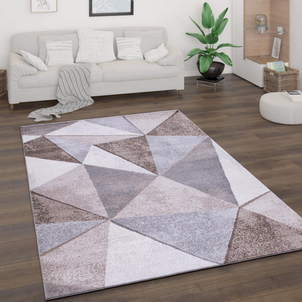 KURZFLORTEPPICH, geometrisch, aus Polypropylen, Florhöhe 9 mm, Braun-Beige, 60 x 100 cm - Beige, Textil (60/100cm) - KADIMA DESIGN