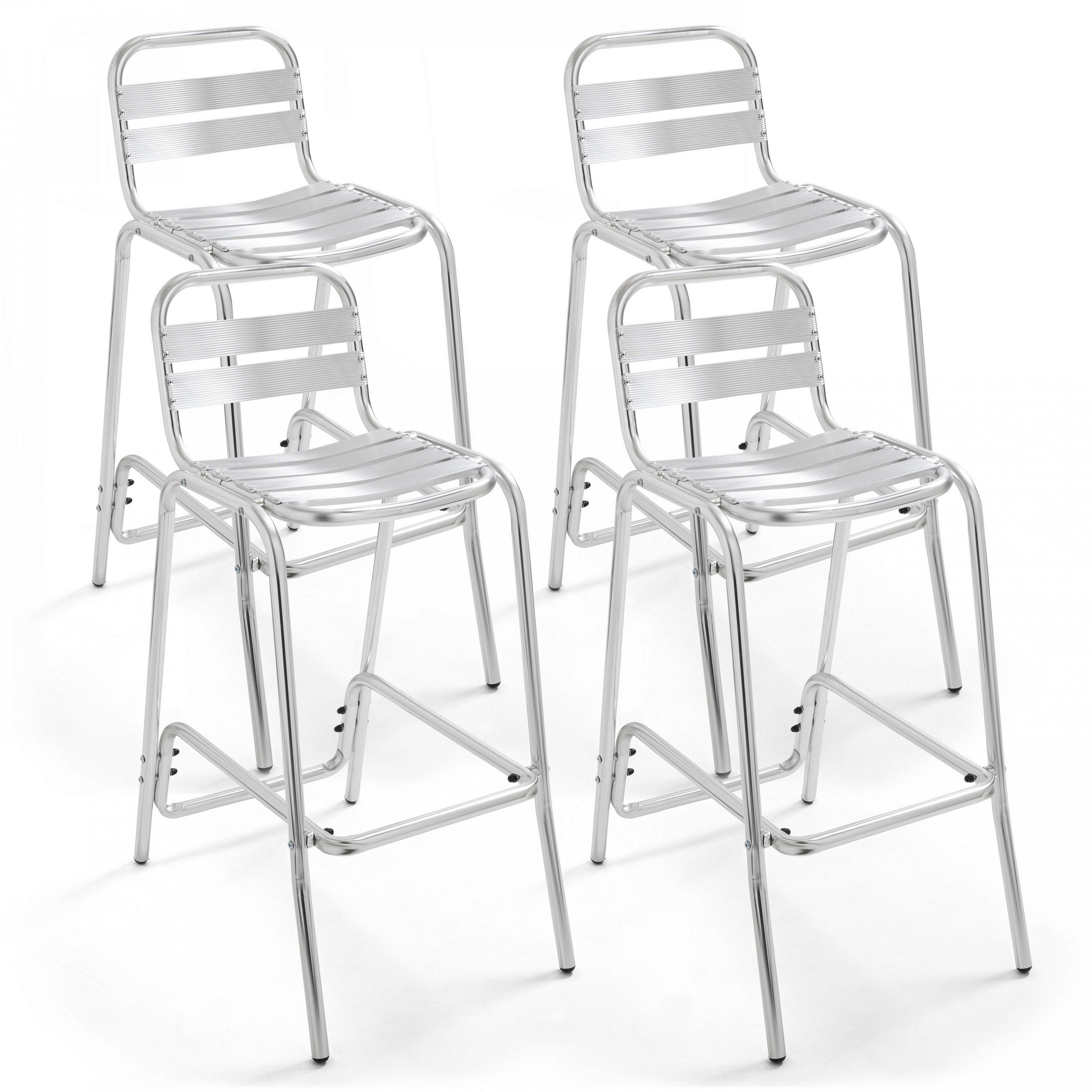 HOCHSTUHL 4-tlg., Grau - Grau, Metall (62/95/45cm) - Oviala