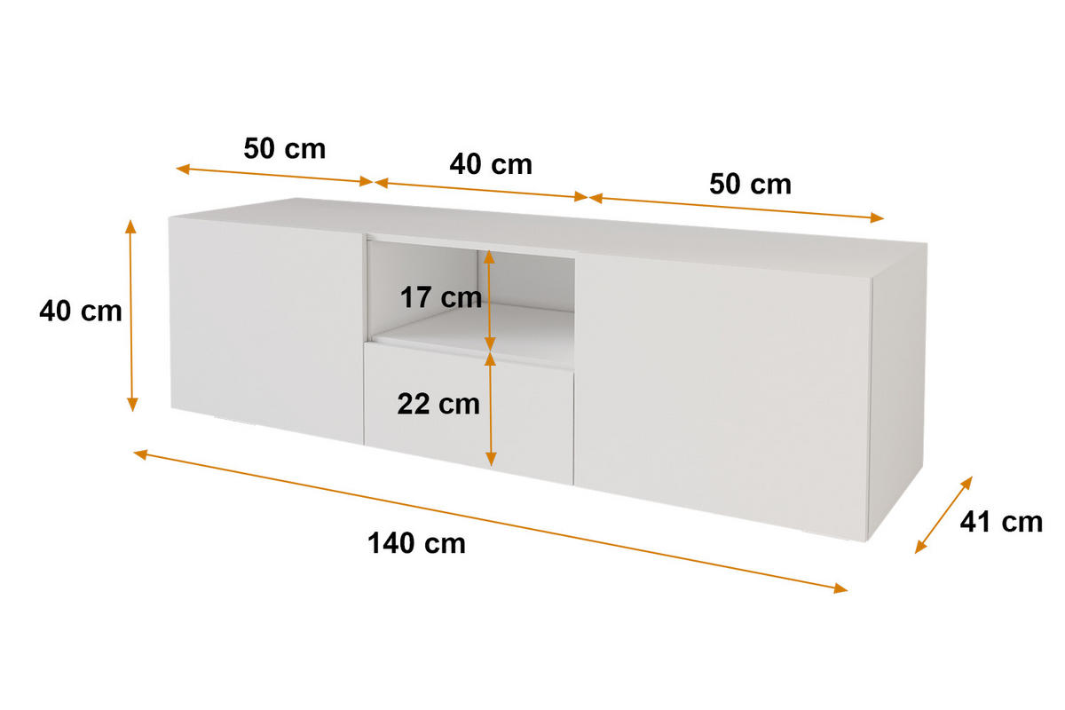 LOWBOARD ELIO-W 140x40x41 cm - Weiß - Weiß, Holzwerkstoff (140/40/41cm) - ALTDECOR