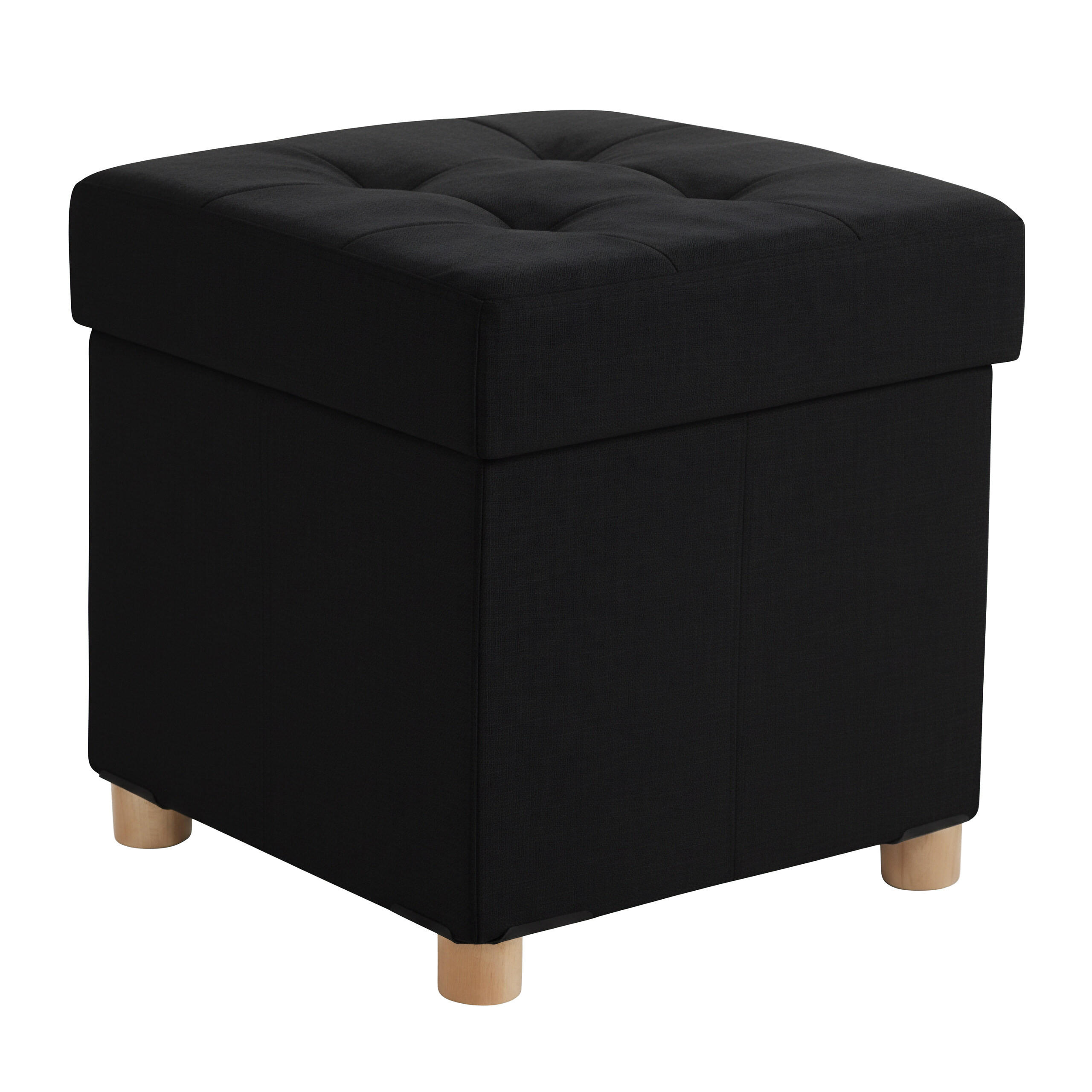 HOCKER - Schwarz, Holzwerkstoff/Textil (38/38/38cm) - Relaxdays