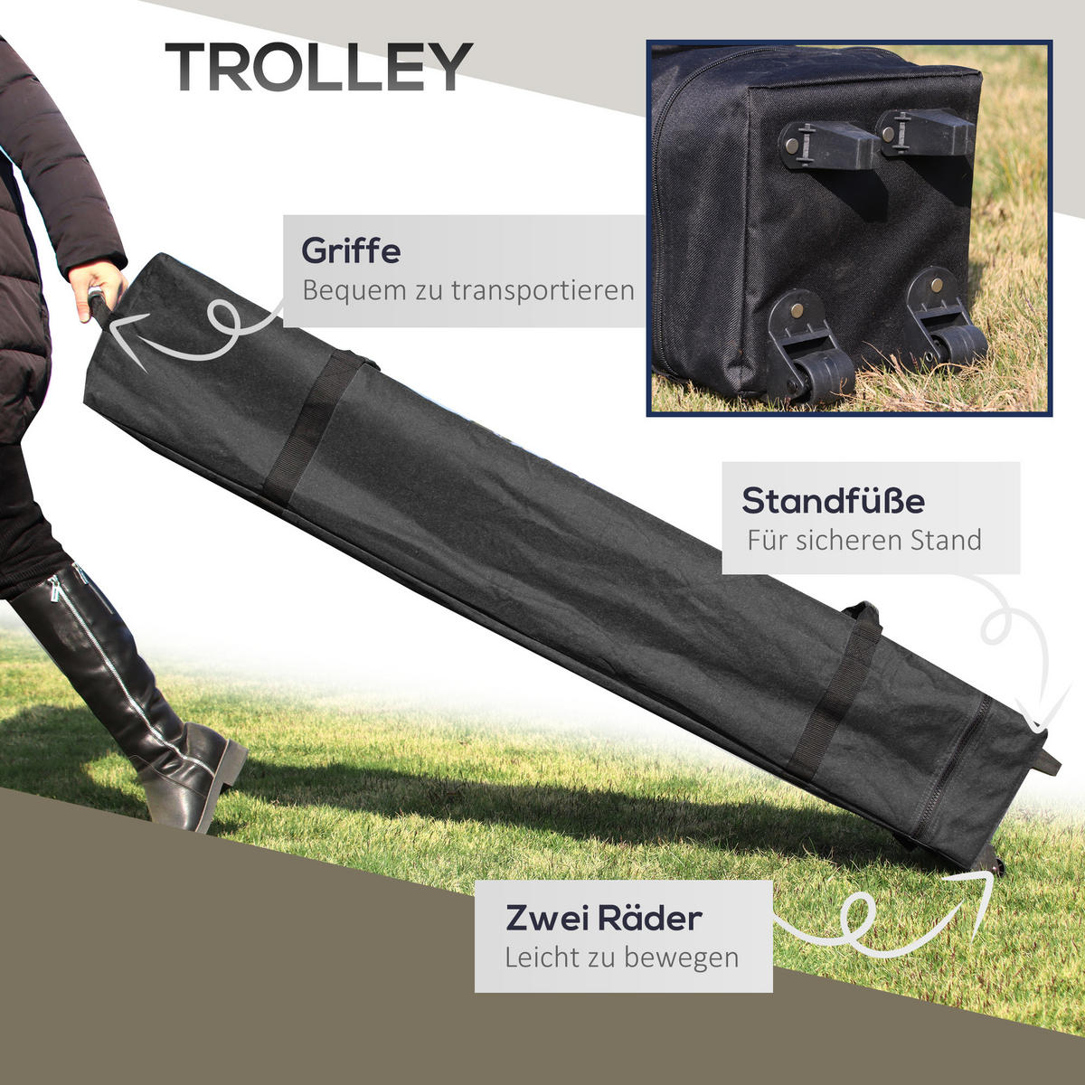 FALTPAVILLON, Grau, Polyesterstoff - Beige, Kunststoff (392/283/392cm) - Outsunny