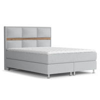 BOXSPRINGBETT Soto Hellgrau 200/200 cm mit Latex-Topper - Silberfarben/Hellgrau, Holz/Holzwerkstoff (200/200cm) - Maison de Reve