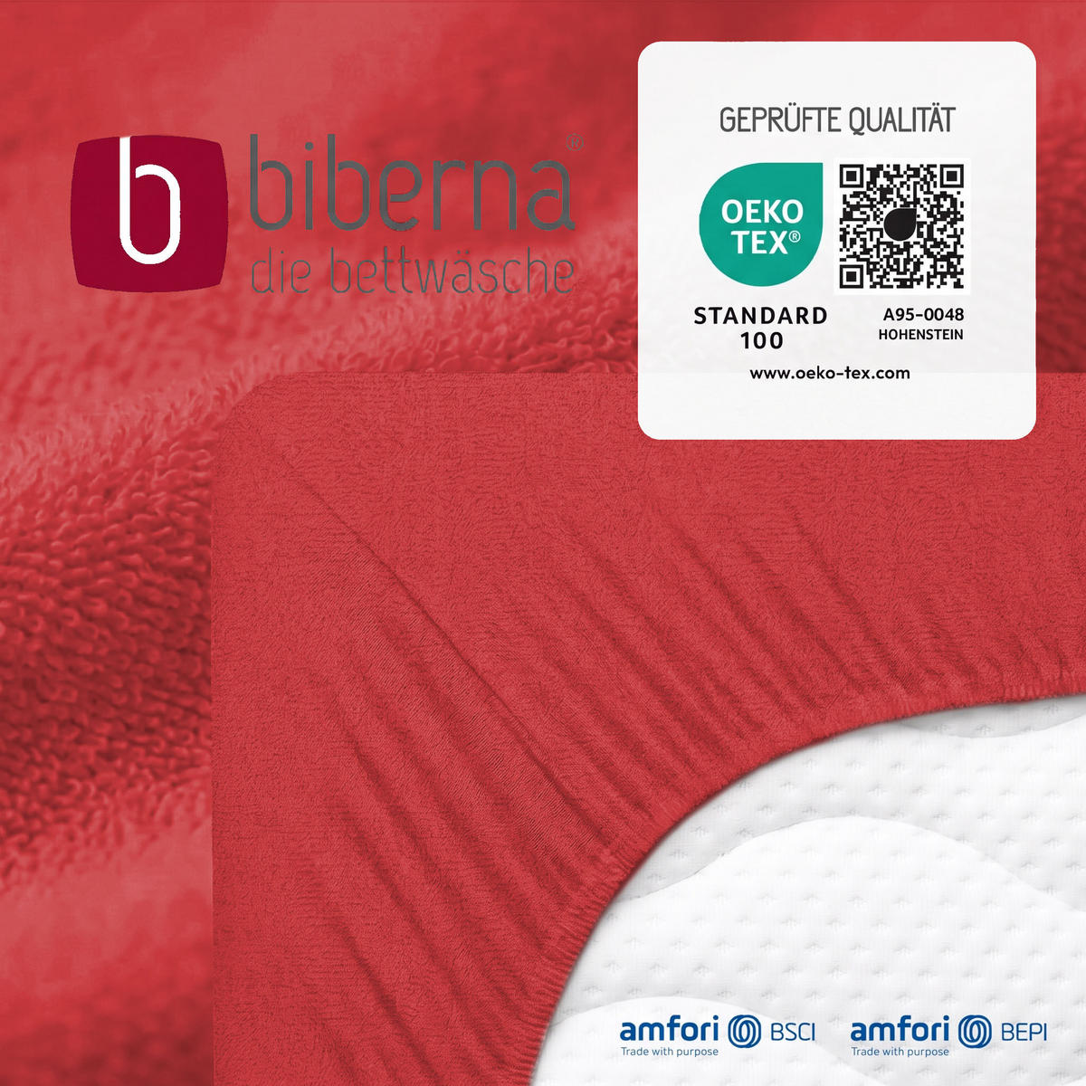 SPANNBETTTUCH Premium Frottee rot, 140x200 cm - 160x200 cm - Rot, Textil (160/200cm) - biberna