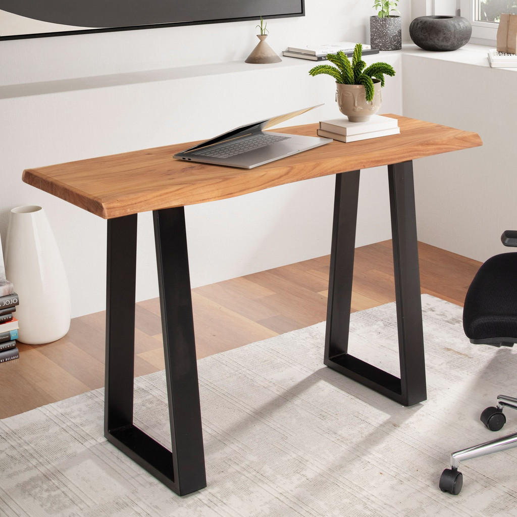 Thumbnail - Kadima Design Schreibtisch, Braun, Holz, Echtholz,Akazie, Rechteckig,Rechteckig, U-Form, 118x76x41 cm, Arbeitszimmer, Sc...