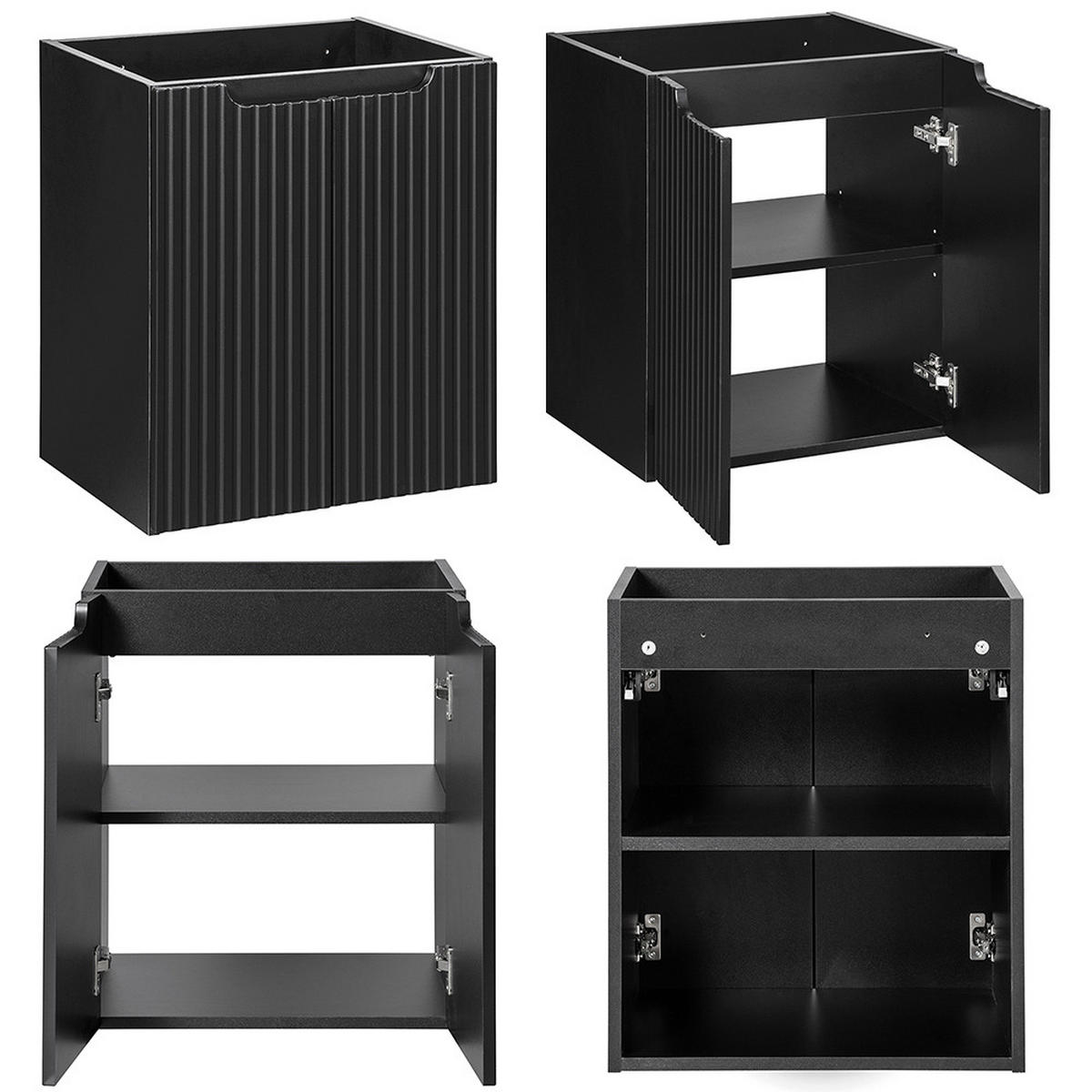 BADMÖBEL-SET 3-TLG. Newport-56 - Schwarz, Holzwerkstoff (120/200/40cm) - Lomado