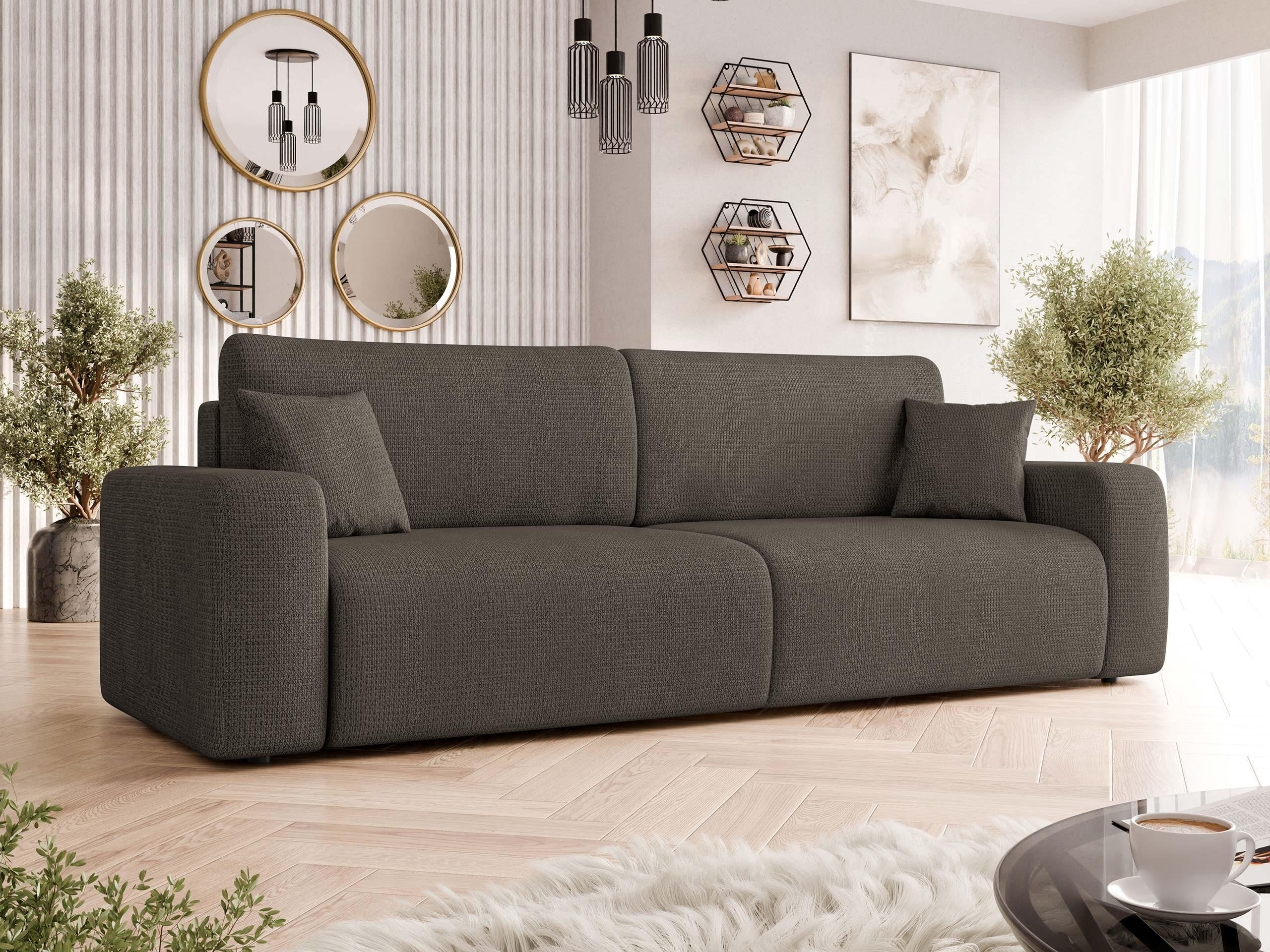 SCHLAFSOFA Piano - Schwarz/Braun, Holz/Kunststoff (245/82/92cm) - MIRJAN24