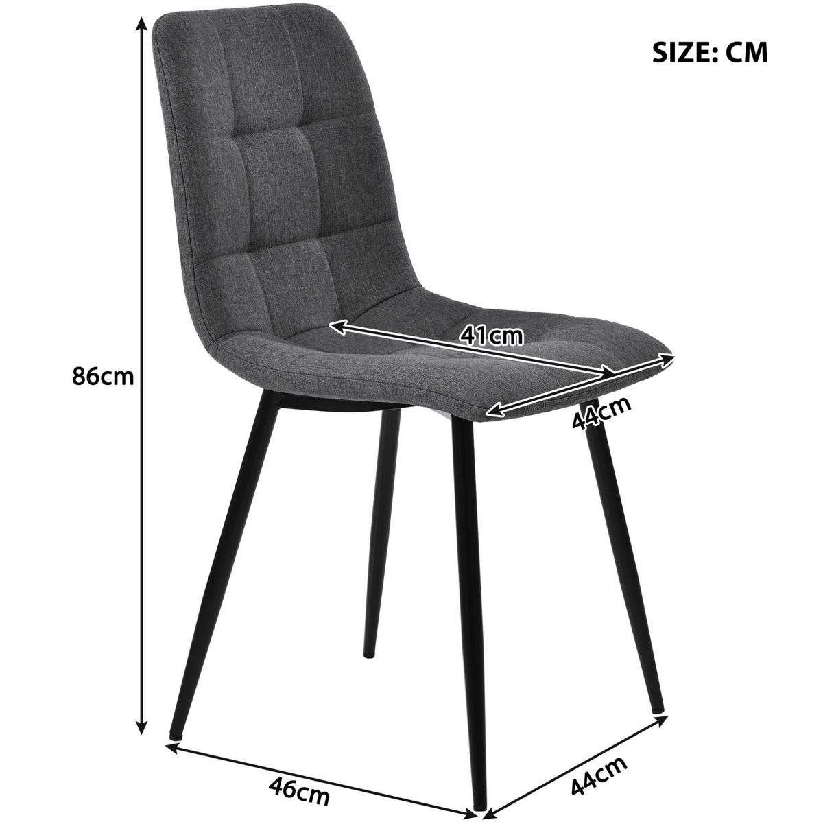 ESSZIMMERSTUHL 4er-Set ergonomisch 44 x 41 x 86 cm Leinen Gray - Grau, Metall (44/86/46cm) - Meubliv