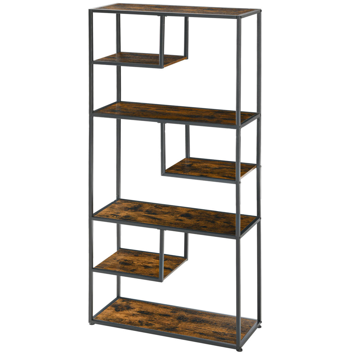 BÜCHERREGAL,7-STUFIG Industrie Holz-Stahl 83x34x180cm,braun - Braun, Holzwerkstoff (83/180/34cm) - Vallsero