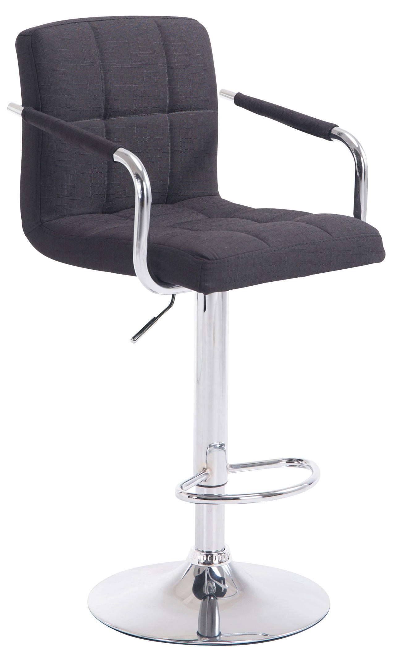 BARHOCKER Stoff schwarz - Chromfarben/Schwarz, Textil/Metall (54/91/46cm) - CLP