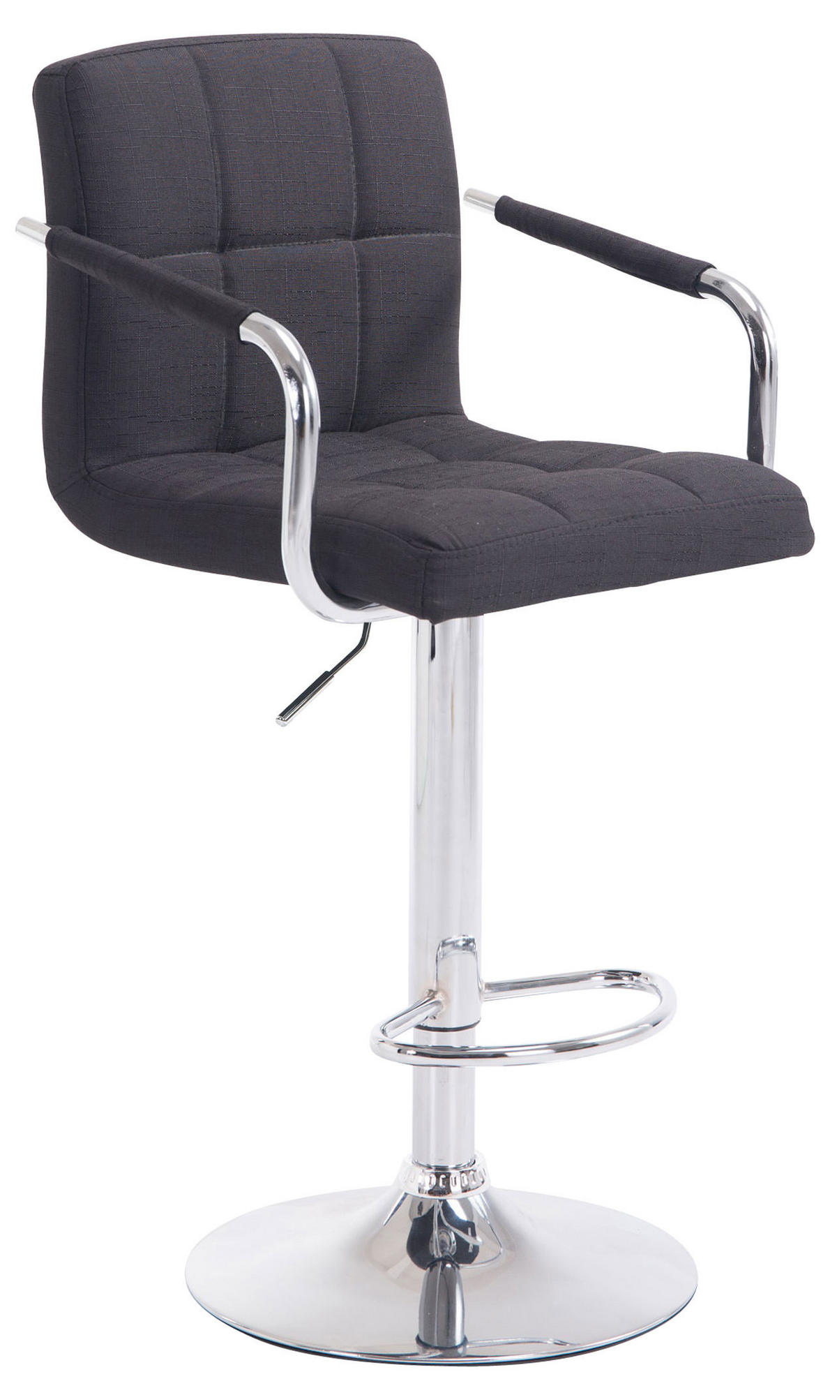 BARHOCKER Stoff schwarz - Chromfarben/Schwarz, Textil/Metall (54/91/46cm) - CLP