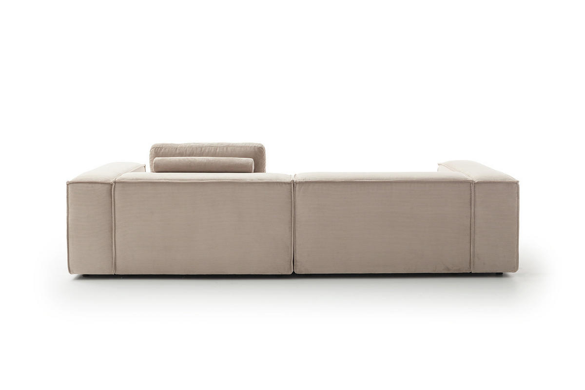 SOFA CARMO Beige Cord - Beige/Schwarz, Kunststoff/Textil (306/68/118cm) - KAWOLA