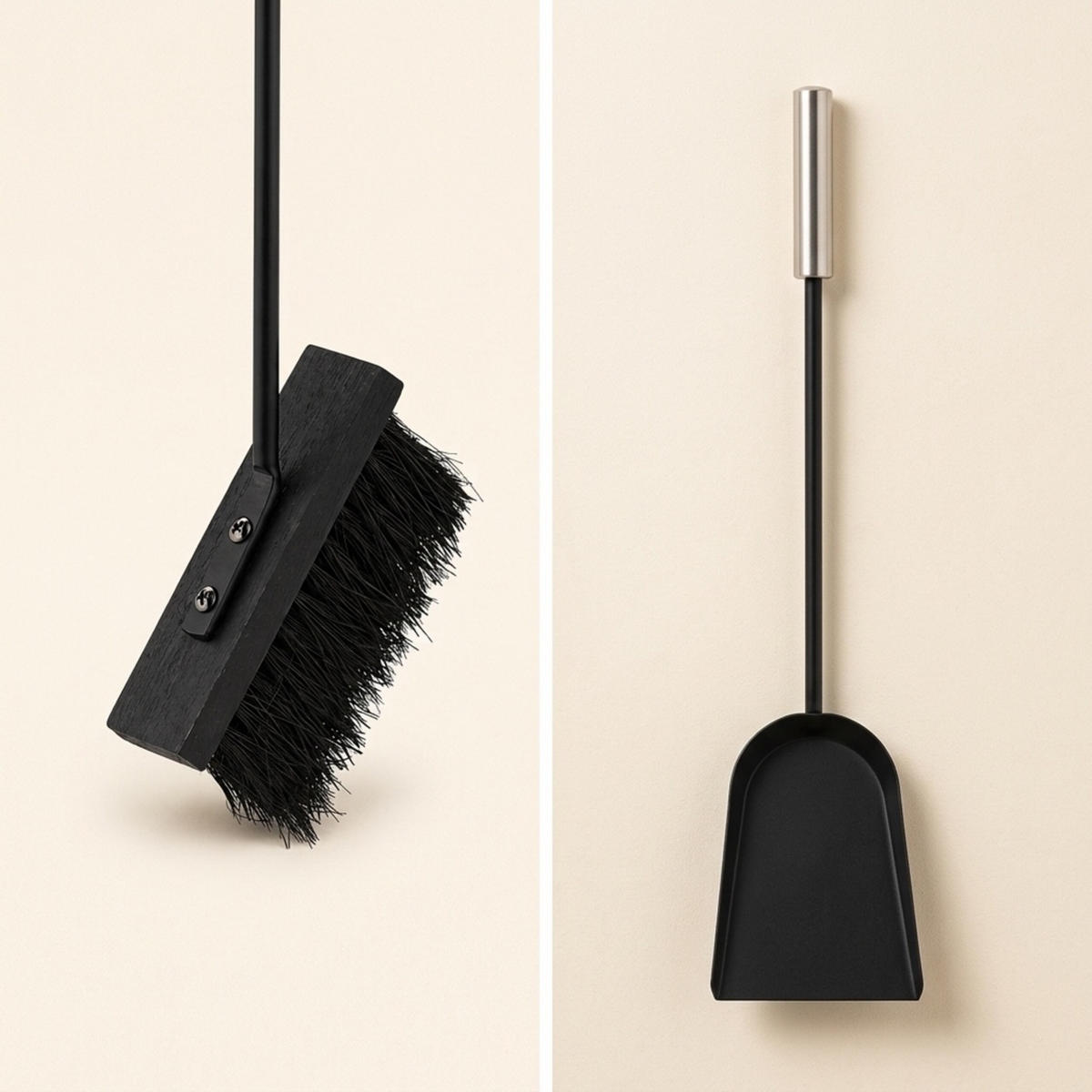 KAMINBESTECK-SET 5-tlg. - Schwarz, Metall (23/66/15cm) - Relaxdays