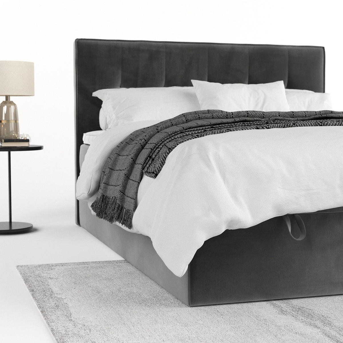 BOXBETT Tivra 200/200 cm Grau im Kronos Stoff - Schwarz/Grau, Holz/Holzwerkstoff (200/200cm) - AltaBeds