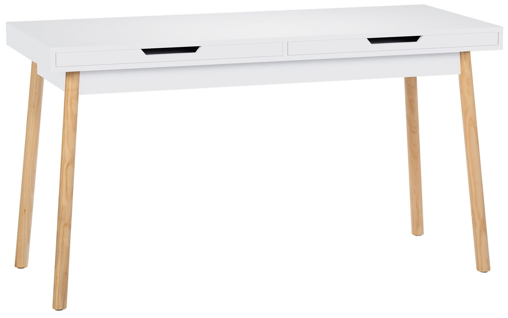 SCHREIBTISCH 140/60/75 cm Holz weiß - Eukalyptusholzfarben/Weiß, Holz (60/140/75cm) - CLP