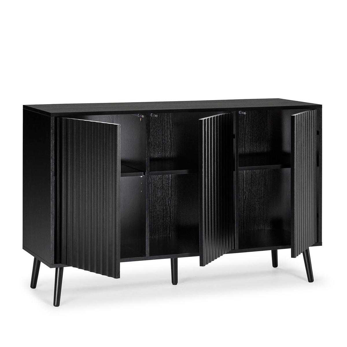 SIDEBOARD Lluvia 3 Türen, Schwarz - Schwarz, Holzwerkstoff (120/76/40cm)