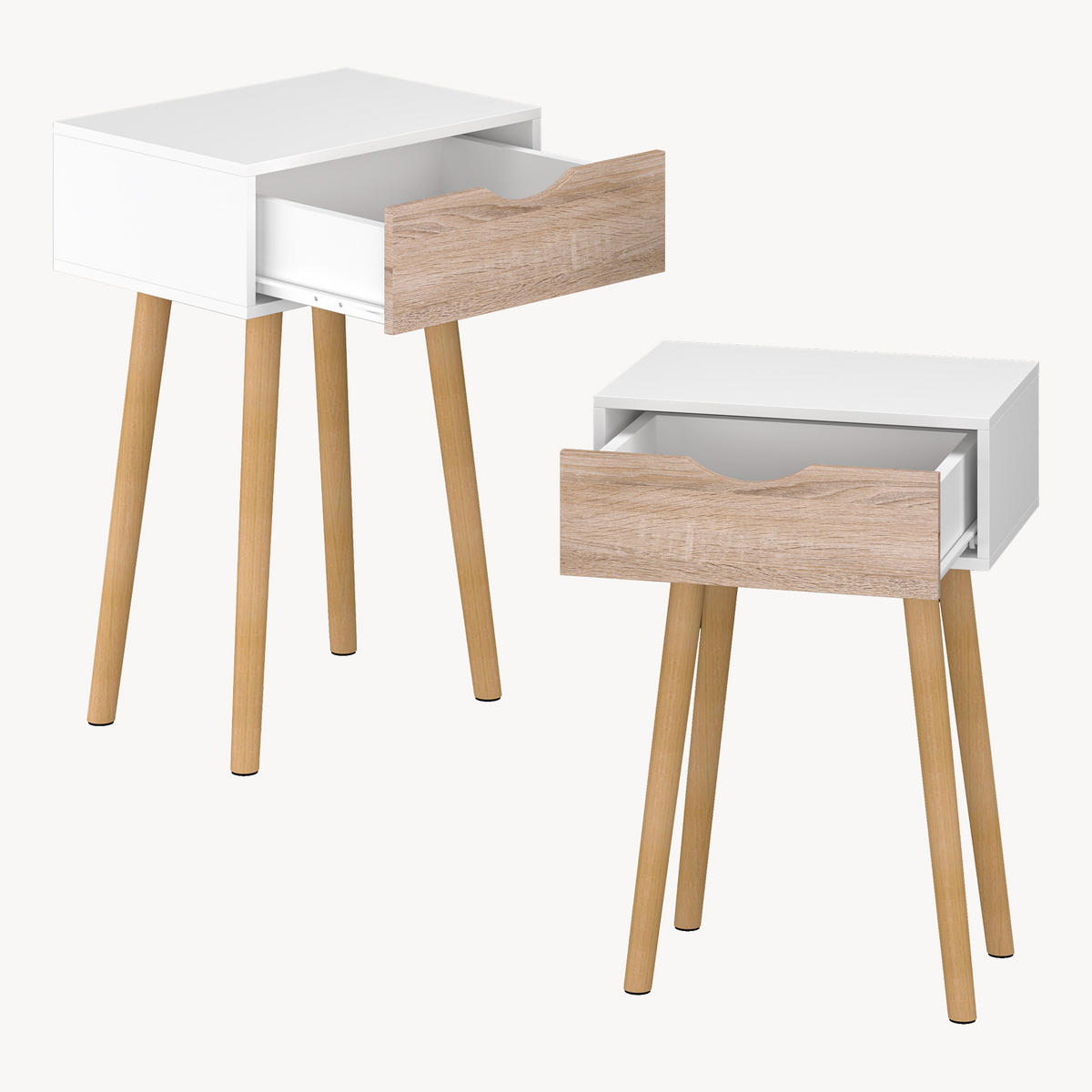 BEISTELLTISCH-SET 2 TLG. Östersund - Eichefarben/Naturfarben, Holz/Holzwerkstoff (29.5/40/60cm) - [en.casa]