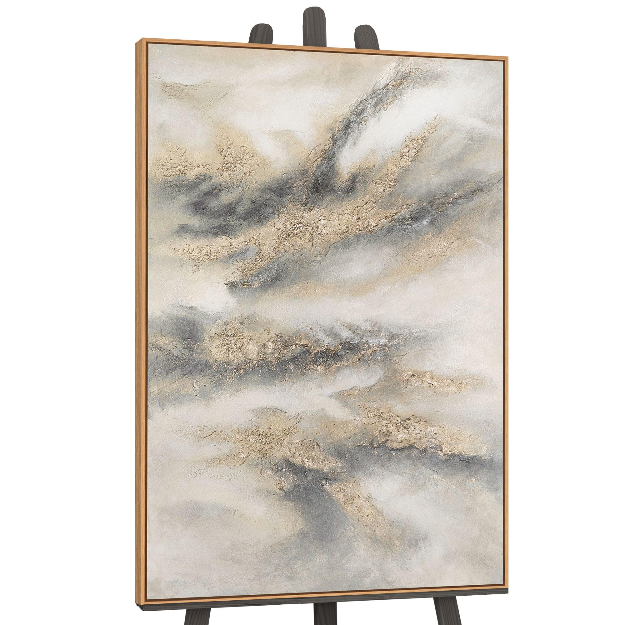 GEMÄLDE Wolkenmelodie Schattenfugenrahmen Eichefarben 120x80 cm - Eichefarben, Holz (120/80cm) - YS-art gallery
