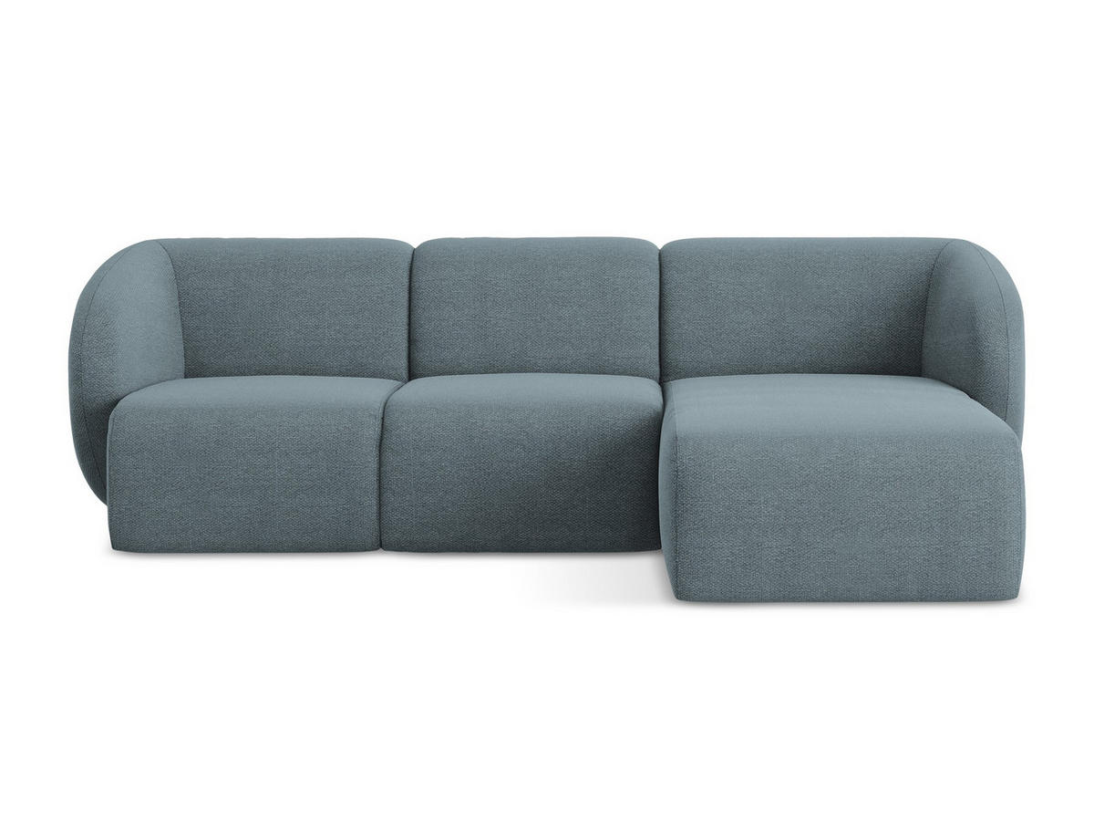 ECKSOFA Rechts Bouclé Stoff Blau - Blaugrau/Schwarz, Holzwerkstoff/Kunststoff (248/166cm) - Makamii