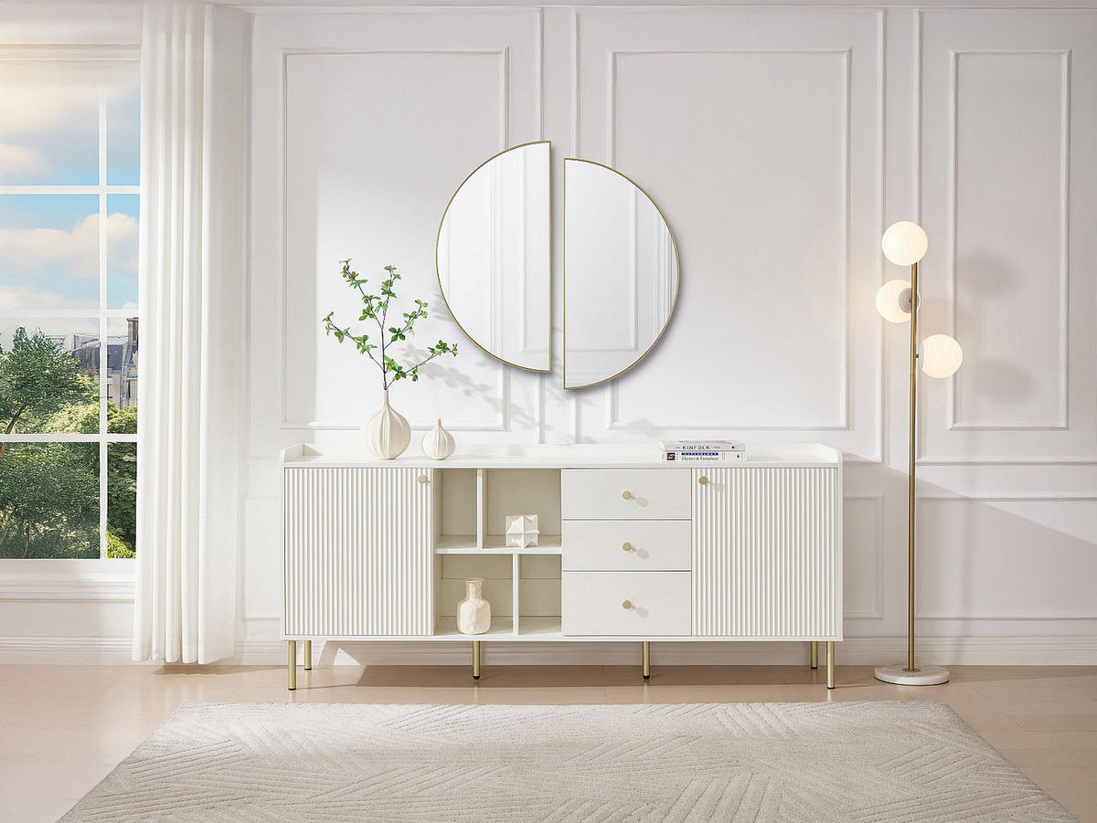 SIDEBOARD - 185 cm x 40 cm - Holz, Platte - Weiß - LUNAOR - Weiß, Holz (185/80/40cm) - Vente-Unique