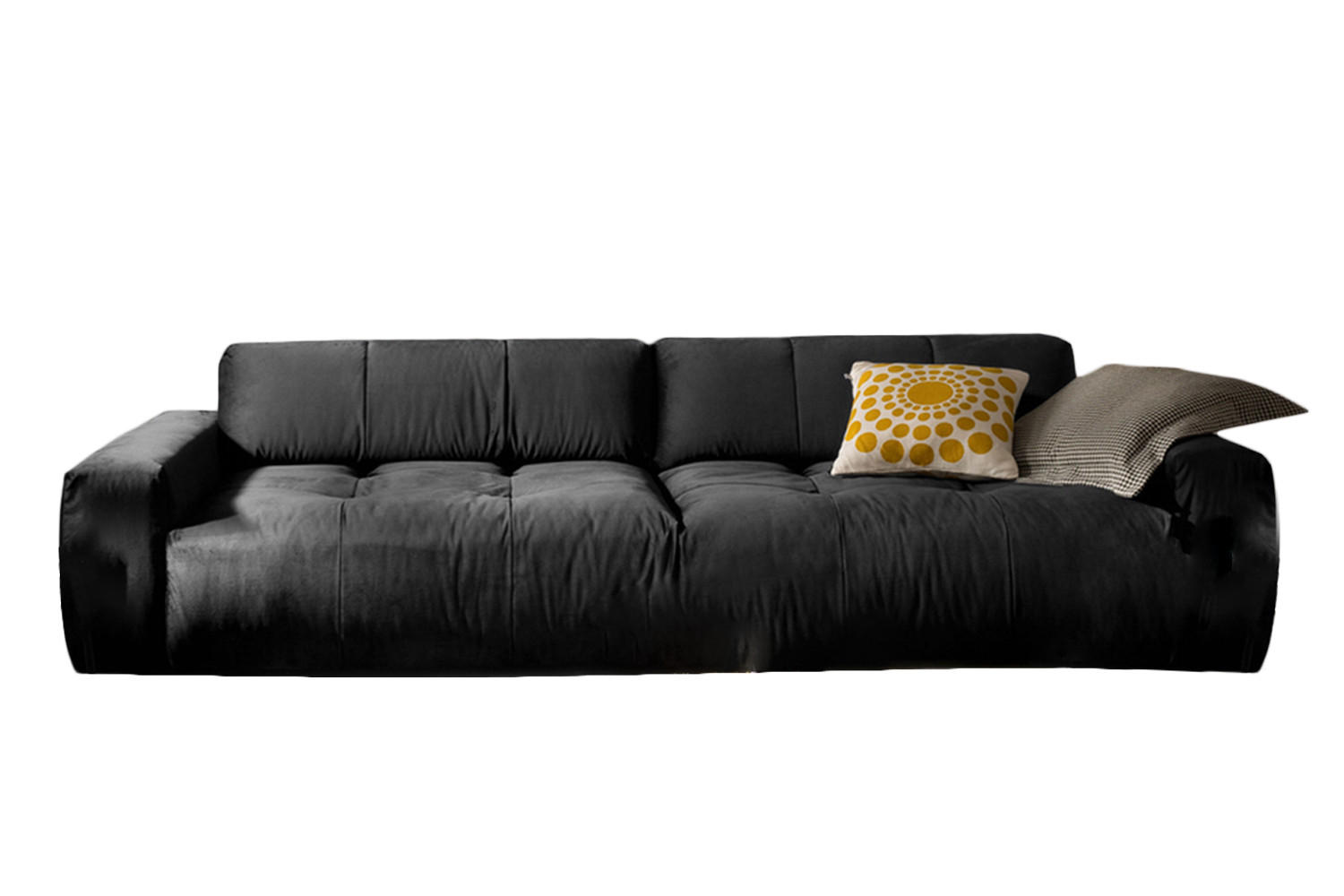SOFA MIT SITZTIEFENVER. PALACE Schwarz Velvet - Schwarz, Textil (298/74/120cm) - KAWOLA