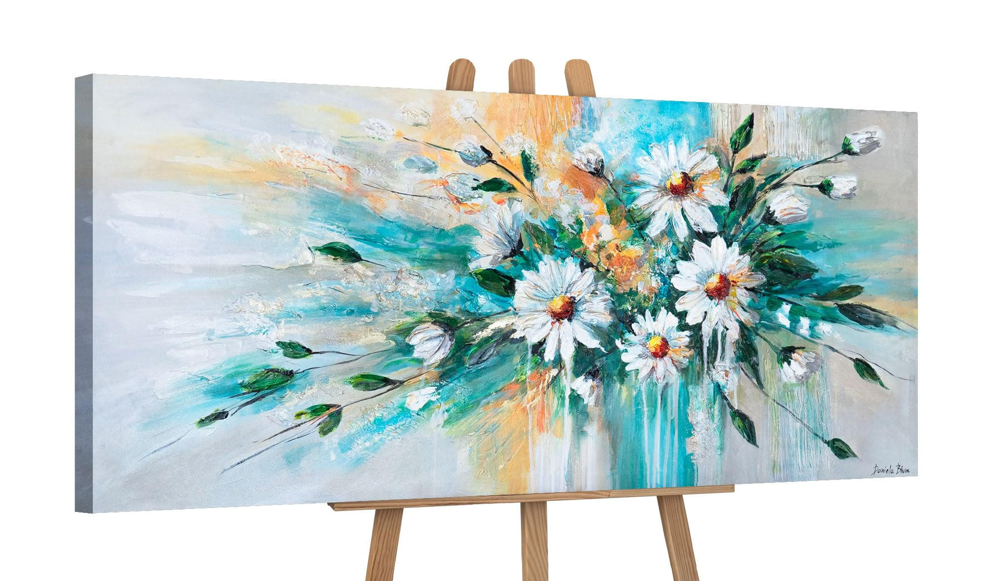 GEMÄLDE Sonnige Gänseblümchen auf Keilrahmen 115x50 cm - Multicolor, Holz (115/50cm) - YS-art gallery