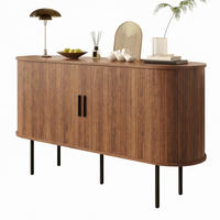 SIDEBOARD Rolljalousie MDF Metallbeine Stauraum modern - Walnussfarben, Holzwerkstoff (40/78/140cm) - FLIEKS