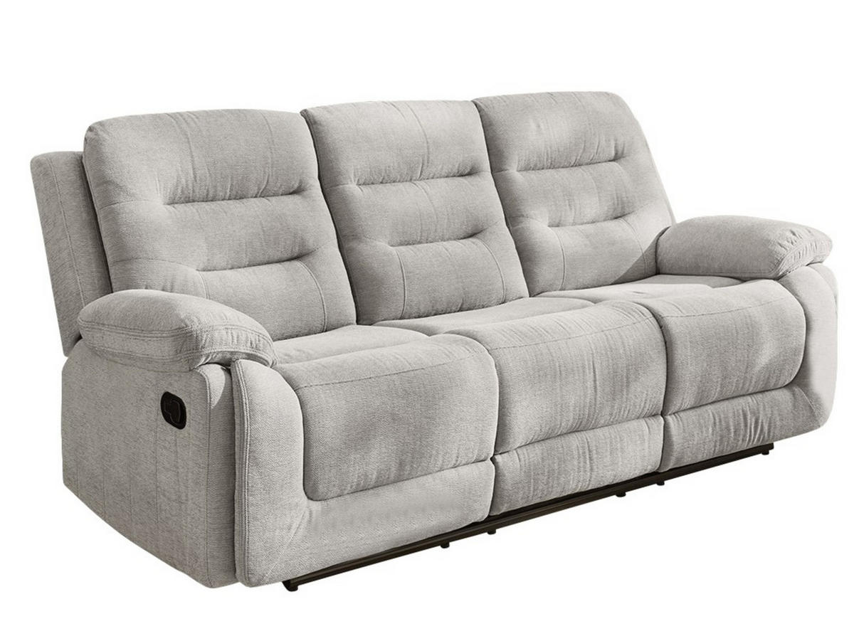 3-SITZER-RELAXSOFA Federkern, Liegefunktion verstellbar durch halbautomatische Relaxfunktion B220/T98/H103 cm, Chenille Grau / 15503 - Schwarz/Grau, Textil (220/103/98cm) - luma-home