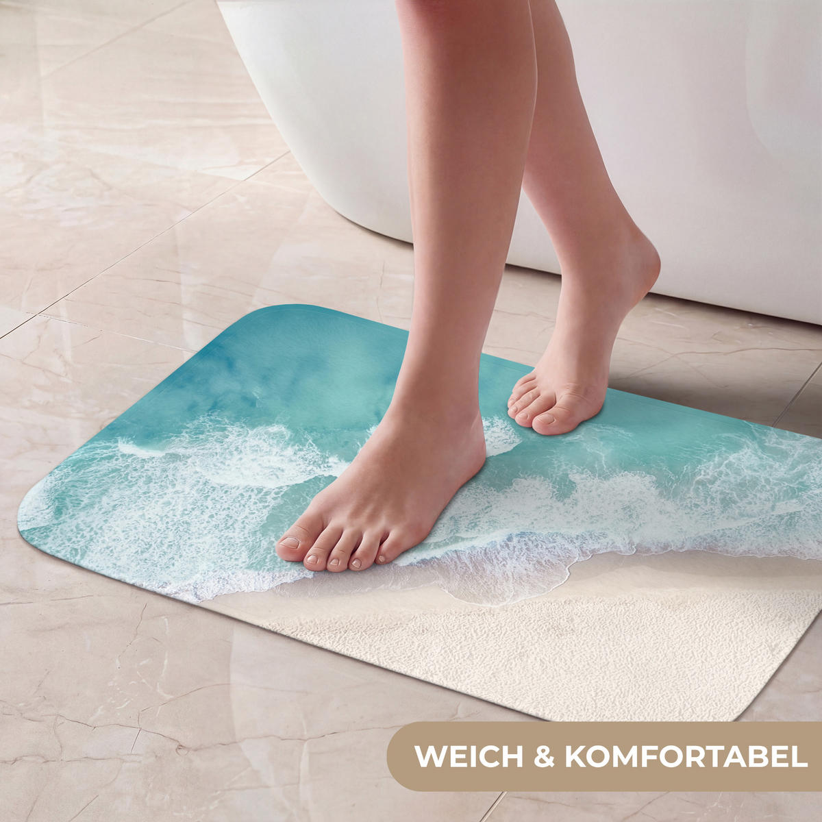 KOUPELNOVÁ PŘEDLOŽKA Pláž - Moře - Příroda - Léto 60x40 cm - tyrkysová, textil/plast (60/40cm) - OnlyWow