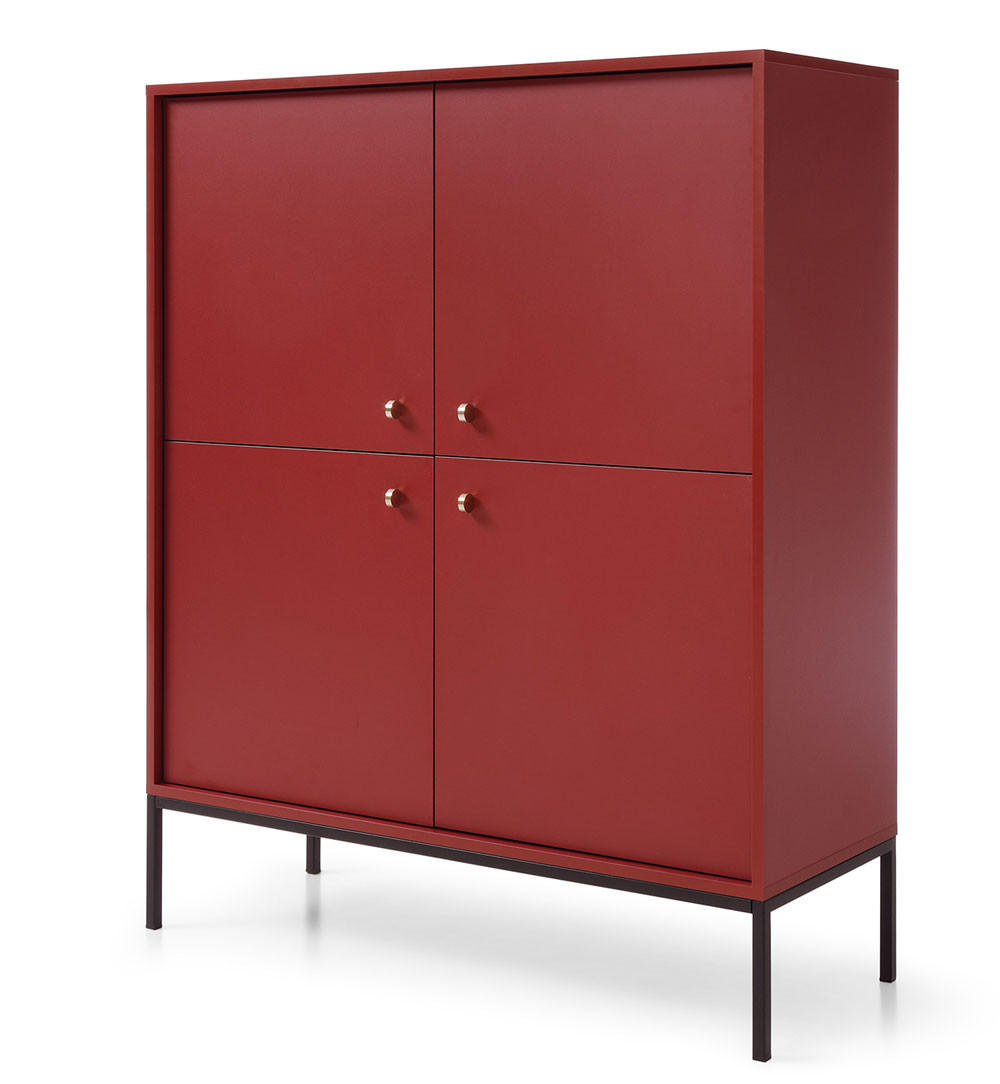 HIGHBOARD Mono bordeauxrot 103,5 / 39 / 125,5cm - Bordeaux/Schwarz, Holzwerkstoff/Metall (103.5/125.5/39cm) - Feldmann-Wohnen