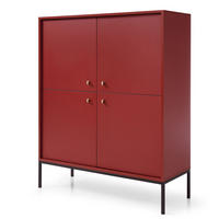HIGHBOARD Mono bordeauxrot 103,5 / 39 / 125,5cm - Bordeaux/Schwarz, Holzwerkstoff/Metall (103.5/125.5/39cm) - Feldmann-Wohnen
