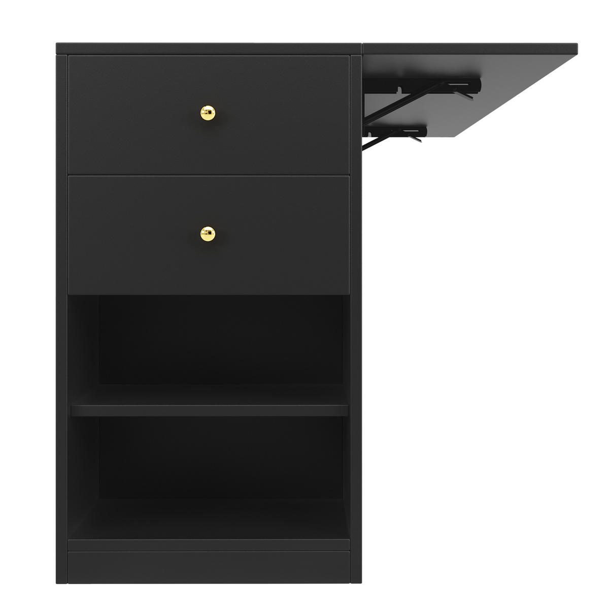 KÜCHENINSEL 140/90/40 cm Schwarz aus MDF mit klappbarer Tischplatte - Schwarz, Holzwerkstoff (40/90/140cm) - OKMYHOME