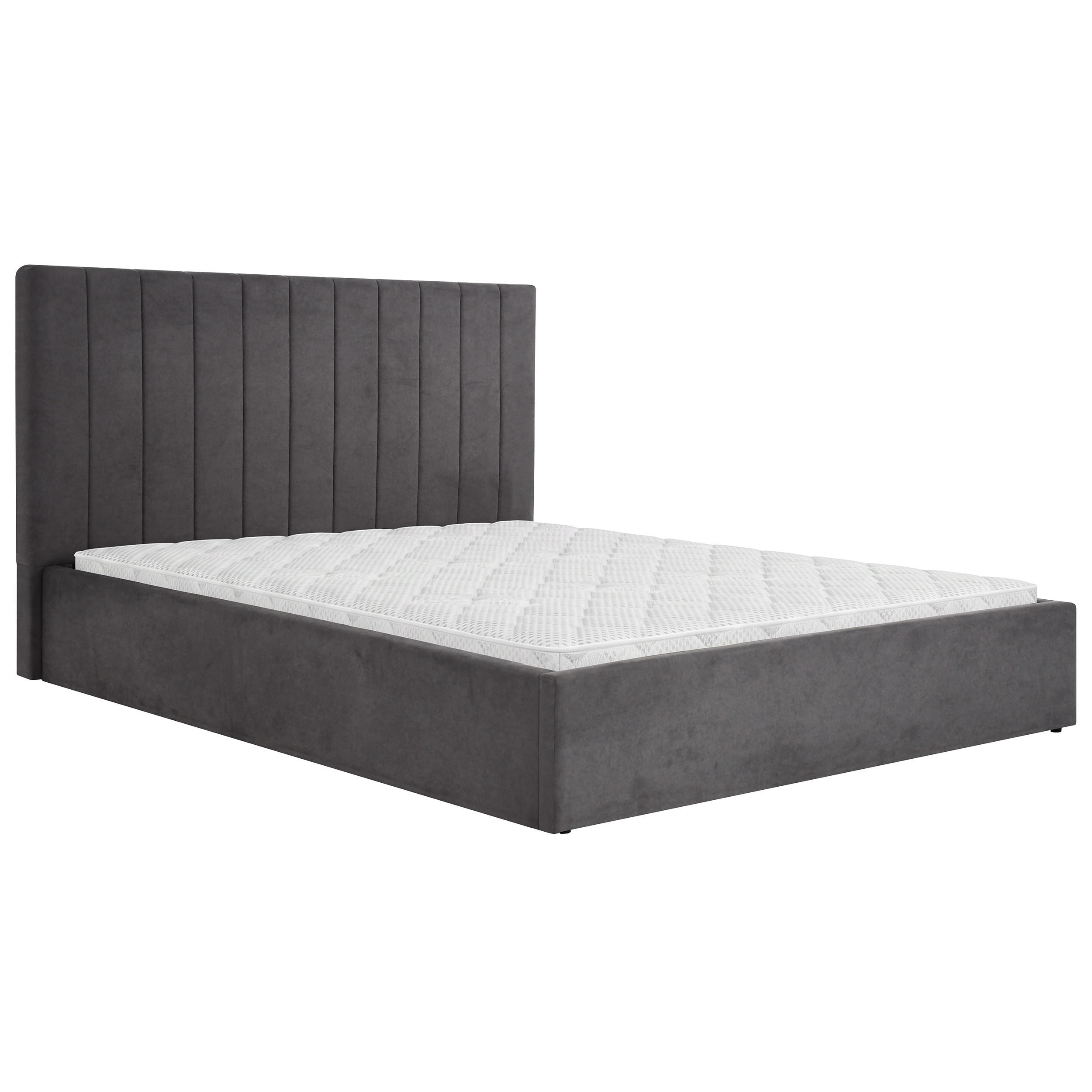 POLSTERBETT Melvio Doppelbett 160x200 cm mit Bettkasten und Schaumstoffmatratze 10 cm, Dunkelgrau - Dunkelgrau, Textil (160/200cm) - Beautysofa