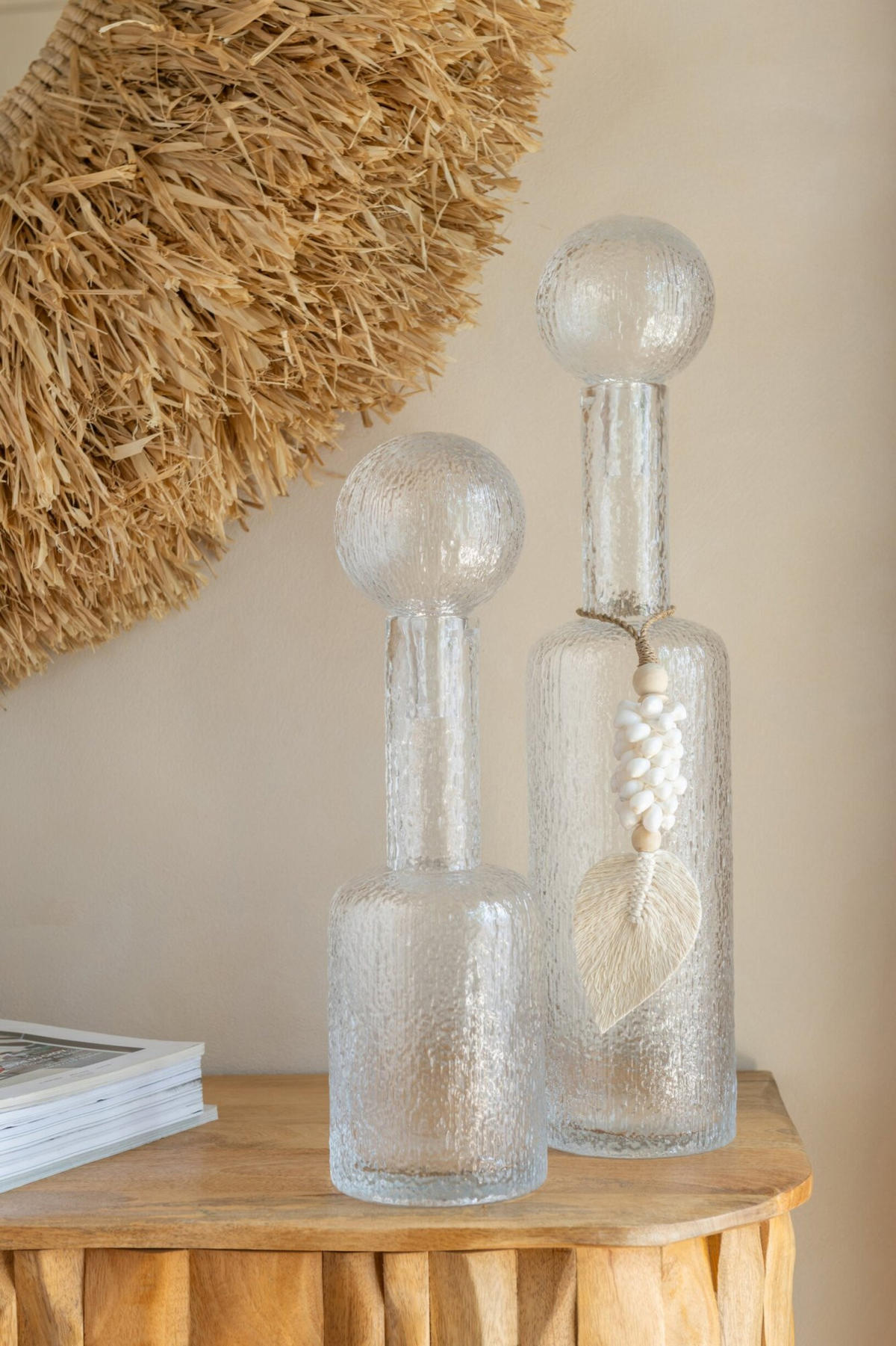 DEKOOBJEKT FLASCHE RELIEF Transparant - Transparent, Glas (12.5/49.5/12.5cm) - J-Line